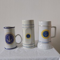 3db Hollóházi porcelán korsó Szabadkikötő S.E