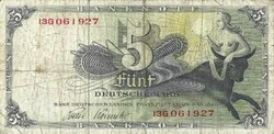 5 márka 1948 Németország 1 betű és 2 szám a sorszám előtt 1.