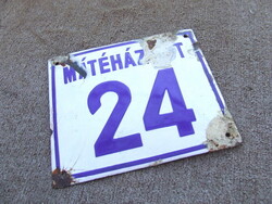 Régi zománcozott tábla háztábla Mátéháza