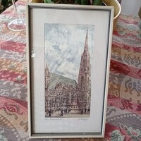 Stephans dóm - szignózott selyem rézkarc