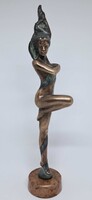 Czobor Sándor "Kis balerina" bronzszobor, eredetiségigazolás, ingyen posta