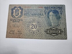 1913-as 20 Korona II kiadás DÖ felülbélyegzett EF
