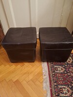 Bőr labtartó, puff 2db