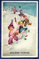 Csákódi János vendéglős (Putnoki vendéglő, Bp)  Újévi üdvözlő reklám képeslapja  litho ~1930