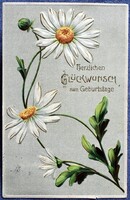 Antik dombornyomott üdvözlő képeslap  - margaréta   1907