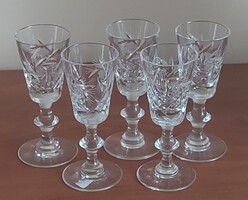 Kristály likőrös pohár, 5 darab