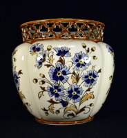 NAGY ÉS GYÖNYÖRŰ ZSOLNAY BÚZAVIRÁGMINTÁS PORCELÁN KASPÓ !
