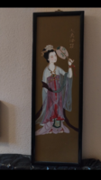 Különleges antik kínai falikép – Jang Kuj-fej ábrázolással (30x90 cm) ​Eladó egy elegáns, relief tec