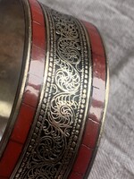 TIBET/NEPÁL -fémötvözet korall kézműves karperec-