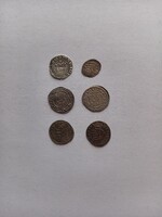 HAT DARAB KÖZÉPKORI ÉS HABSBURG-KORI MAGYAR EZÜSTPÉNZ.MÁRIA,MÁTYÁS,FERDINÁND,KÁROLY,MÁRIA TERÉZIA.