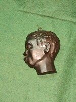 Régi jelzés nélküli kerámia szerecsen portré,fali kerámia