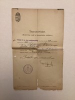 Tanúsítvány ( 1902 ) . Kizárólag csak a keresztelés czéljára .