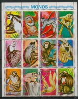 Egyenlítői-Guinea 1974 - Majmok (Monos) teljes bélyegsor / kisív (12 db)