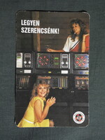 Kártyanaptár,Skála Luescher Nemzetközi Kft.,Budapest,játékgép,Casino,női modell,1984  (4)