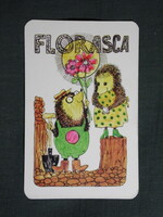 Kártyanaptár,Florasca virágföld,Sopron talajerő gazdálkodási váll,grafikai,vakond,1980  (4)