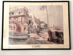 Keretezett Capri nyomat poszter grafika 1972 – Aldo Raimondi akvarellje alapján Olaszország
