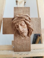 Wood carved Christ head