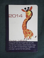 Kártyanaptár,Vallás,Zsoltár idézet,állatok,grafikai,zsiráf, 2014  (4)
