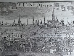 Bécs panorámája, cink nyomat Wienn in Oesterreich Johann Friedrich Probst, Augsburg nyomán, kb. 1700