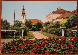 Képeslap, Mezőberény Kossuth Lajos tér , fotó: Bakonyi Béla  (e)