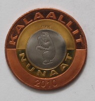 Grönland 50 korona 2010 fantázia veret - trimetál érem R! - kutyaszán és jegesmedve