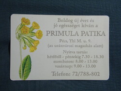 Kártyanaptár,Primula gyógyszertár,patika,Pécs,virág, 2015  (4)