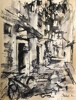 Umagi utca( Horvátország)  .Ink art by Konrad Biro. Egy hét-egy esély! Ne hagyd ki !