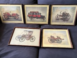 Veterán (oldtimer) autó sorozat (Benz 1885, Gregoire 1913, Lanchester 1895, Dayton 1904)