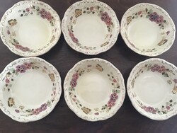 Zsolnay pillangó mintás kompótos tál 6db.