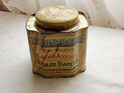 SFX - Fémdoboz cukorka doboz Mr. Dinwoodie's Olde English Famous Assorted Boiled Sweets vintage