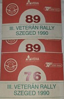 Veterán Rally Szeged 3 db tábla