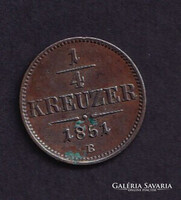 1/4 Krajcár / Kreuzer 1851 B (Körmöcbánya)