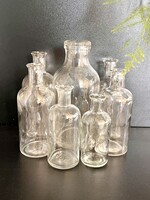 Vintage átlátszó üveg patikapalackok, gyógyszerész üveg