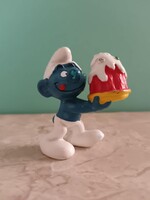 Peyo Schleich Cake Smurf figura 20100 piros torta variáció 1978 Hong Kong
