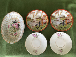 Porcelán Tál, Tálak, 5db egybe, régi, ázsiai és virág dekorral megfestve.