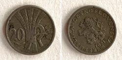 1921. 20 Haller Csehszlovákia