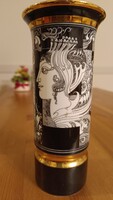 Hollóházi porcelán váza,  Szász Endre