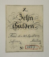 Arad 10 Gulden 1849 - XF- tartás - Kossuth szabadságharc - RITKA !!!!