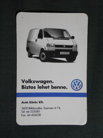 Kártyanaptár,Békéscsaba,Autó kőrös autókereskedés,Volkswagen transporter,1998  (4)