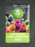 Kártyanaptár,Totó Lottó szerencsejáték, 2016  (4)