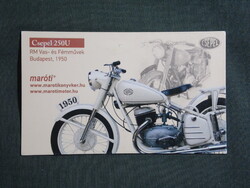 Kártyanaptár,Maróti motorkerékpár gyüjtemény,Budapest,Csepel 250U motorkerékpár,2017  (4)