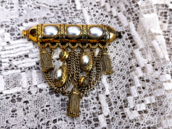 Retró, etruszk vagy viktoriánus stílusú látványos, „bojtos” (tassel) vagy „shateline” bross 7.