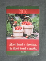 Kártyanaptár,Vallás,Mózes idézet,gyümölcshordó,cseresznye, 2016  (4)