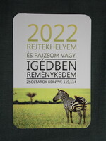 Kártyanaptár,Vallás,zsoltár idézet,állatok,zebra,2022  (4)