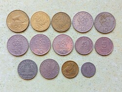 Görögország 14 db Különböző Érme 50 Lepta 1 2 5 10 20 50 Drachma 1954-1994