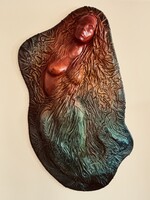 Zajácz Tamás nagyméretű bőrkép 135x80 cm – aláírt falidísz