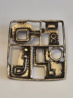 János Percz artistic silver-plated copper jewelry, brooch