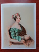 Képeslap a Magyar Nemzeti Galéria kiadványa - Barabás Miklós: Selyemfezes hölgy 1844