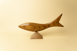 Mid century wooden fish statue / retro / old