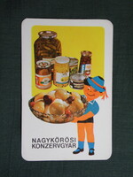 Kártyanaptár,Nagykőrös konzervgyár,grafikai,reklám figura,1971  (4)